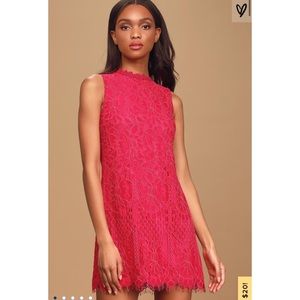 Lulu’s Blooming Brightly Fuschia Lace Dress